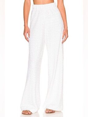 Oseree Paillettes Sequin High Waist Pants in white size S